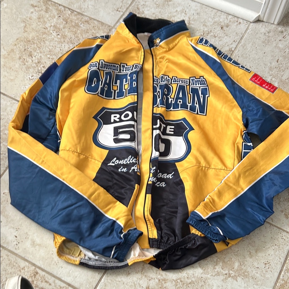 Men's Yellow and Blue Oatbran cycling jersey